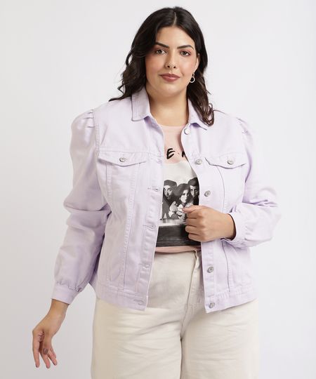 Jaqueta-Jeans-Feminina-Plus-Size-com-Recortes-e-Bolsos-Lilas-9959827-Lilas_1