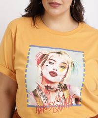 Blusa-Feminina-Plus-Size-Arlequina-Manga-Curta-Decote-Redondo-Amarela-9960042-Amarelo_4