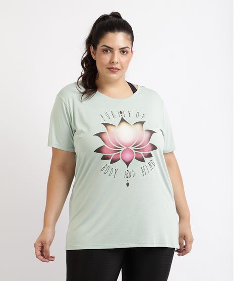 Blusa-Feminina-Plus-Size-Ace-Esporte-Flor-de-Lotus-Manga-Curta-Decote-Redondo--Verde-Claro-9959111-Verde_Claro_1