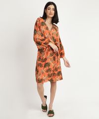 Vestido-Feminino-Curto-Transpassado-Estampado-Coqueiro-com-Faixa-para-Amarrar-Manga-Bufante-Laranja-9950865-Laranja_3