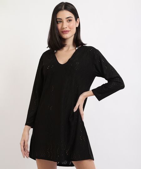 Vestido-Feminino-Curto-em-Laise-Manga-Longa-Preto-9923972-Preto_1