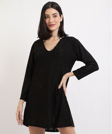 Vestido-Feminino-Curto-em-Laise-Manga-Longa-Preto-9923972-Preto_1