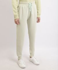 Calca-de-Moletom-Feminina-Basica-Jogger-Cintura-Media-com-Bolsos-Verde-Claro-9948942-Verde_Claro_1
