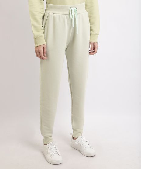 Calca-de-Moletom-Feminina-Basica-Jogger-Cintura-Media-com-Bolsos-Verde-Claro-9948942-Verde_Claro_1