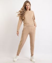 Blusao-de-Moletom-Feminino-Basico-Decote-Redondo-Bege-Escuro-9953150-Bege_Escuro_3