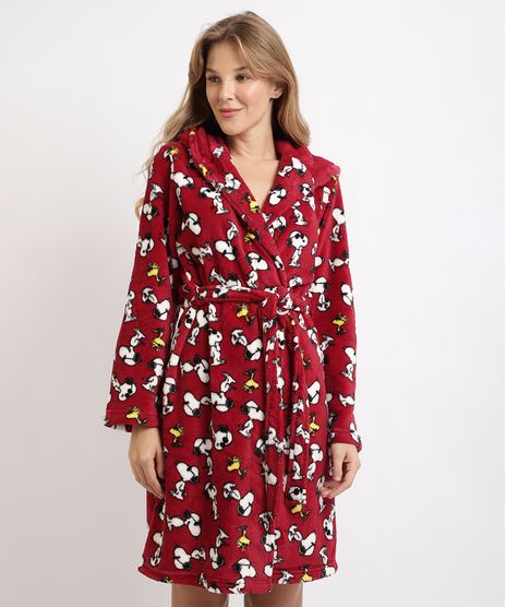 Roupao-de-Fleece-Feminino-Snoppy-com-Faixa-para-Amarrar-Manga-Longa-Vinho-9836393-Vinho_1