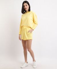 Short-de-Moletom-Feminino-Basico-Cintura-Alta-com-Barra-Dobrada-Amarelo-Claro-9950156-Amarelo_Claro_3