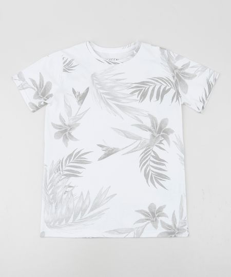 Camiseta-Juvenil-Estampada-de-Folhagem-Manga-Curta-Gola-Careca--Branca-9944545-Branco_1