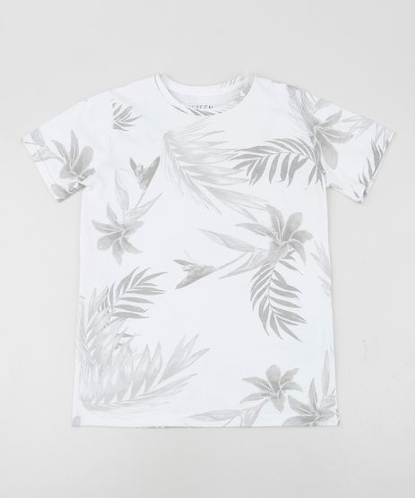 Camiseta-Juvenil-Estampada-de-Folhagem-Manga-Curta-Gola-Careca--Branca-9944545-Branco_1