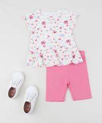 Conjunto-Infantil-de-Blusa-Estampada-Floral-com-Babado-Manga-Curta---Bermuda--Rosa-9952747-Rosa_3