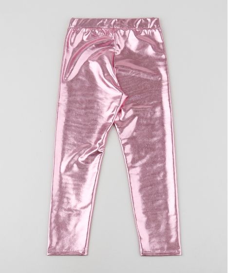 calça legging metalizada rosa