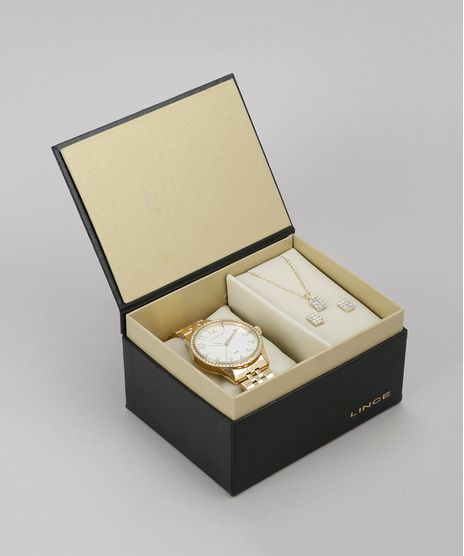 Kit-de-Relogio-Analogico-Lince-Feminino---Colar---Brinco---LRGJ048L-KT09S2KX-Dourado-8750289-Dourado_1