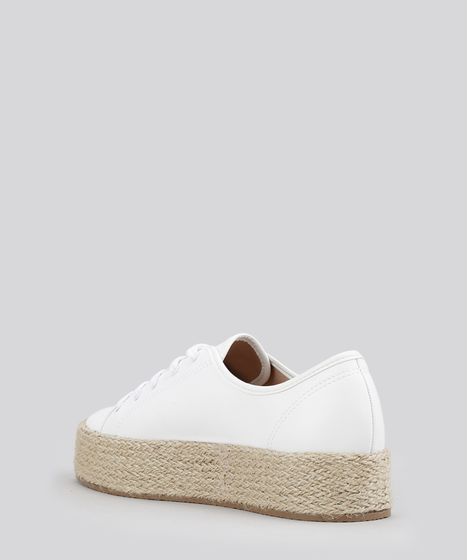 tênis flatform beira rio com corda branco