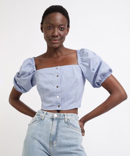 Blusa-Feminina-Mindset-Cropped-Estampada-Xadrez-Vichy-Manga-Bufante-Decote-Reto-Azul-Claro-9963095-Azul_Claro_1 Blusa-Feminina-Mindset-Cropped-Estampada-Xadrez-Vichy-Manga-Bufante-Decote-Reto-Azul-Claro-9963095-Azul_Claro_1