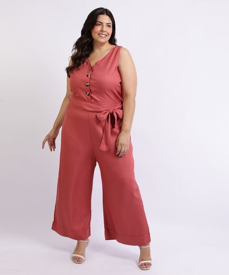 Macacao-Feminino-Mindset-Plus-Size-com-Faixa-Para-Amarrar-na-Cintura-Decote-V-Rosa-Escuro-9959950-Rosa_Escuro_1