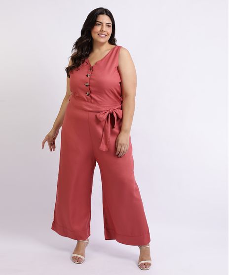 Macacao-Feminino-Mindset-Plus-Size-com-Faixa-Para-Amarrar-na-Cintura-Decote-V-Rosa-Escuro-9959950-Rosa_Escuro_1