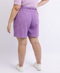 Short-Feminino-Mindset-Plus-Size-de-Sarja-Slouchy-Cintura-Alta-com-Bolsos-Lilas-9962171-Lilas_2
