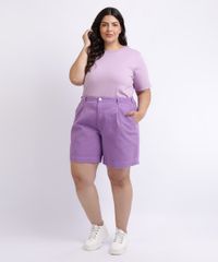Short-Feminino-Mindset-Plus-Size-de-Sarja-Slouchy-Cintura-Alta-com-Bolsos-Lilas-9962171-Lilas_3