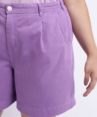 Short-Feminino-Mindset-Plus-Size-de-Sarja-Slouchy-Cintura-Alta-com-Bolsos-Lilas-9962171-Lilas_4