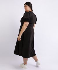 Vestido-Feminino-Mindset-Plus-Size-Midi-com-Fenda-Decote-Coracao-Manga-Curta-Bufante-Preto-9962172-Preto_2