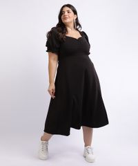 Vestido-Feminino-Mindset-Plus-Size-Midi-com-Fenda-Decote-Coracao-Manga-Curta-Bufante-Preto-9962172-Preto_3
