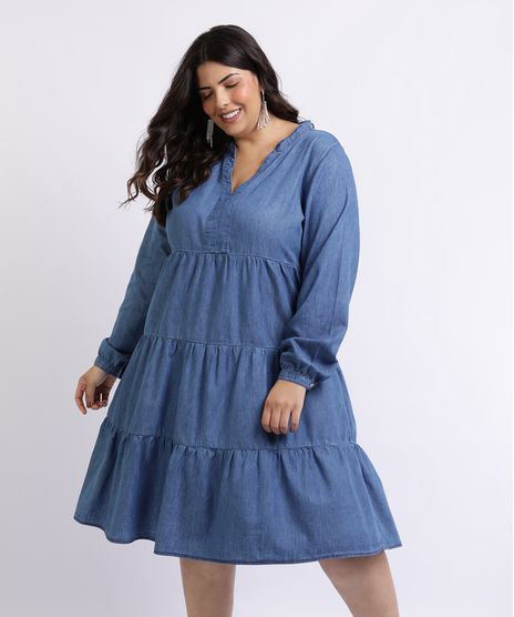 Vestido-Feminino-Mindset-Plus-Size-Curto-com-Recortes-Manga-longa-Azul-Medio-9962175-Azul_Medio_1