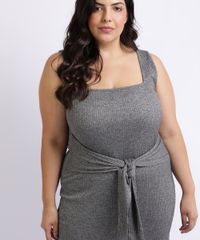 Vestido-Feminino-Mindset-Plus-Size-Midi-com-Faixa-Para-Amarrar-na-Cintura-Decote-Quadrado-Cinza-Mescla-Escuro-9962185-Cinza_Mescla_Escuro_4