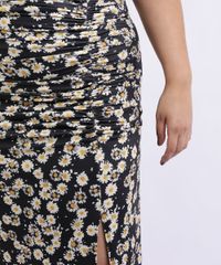 Saia-Feminina-Mindset-Plus-Size-Midi-Estampada-Floral-de-Margarias-com-Fenda-Preta-9962194-Preto_4