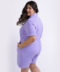 Macacao-Feminino-Mindset-Plus-Size-de-Sarja-Manga-Curta-com-Bolsos-e-Botoes-Lilas-9962176-Lilas_2
