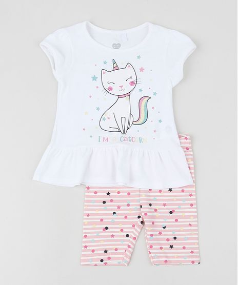 Conjunto-Infantil-Blusa-Gatinho-com-Babado-Manga-Curta-Off-White---Bermuda-Listrada-Ciclista-Rosa-Claro-9952748-Rosa_Claro_1