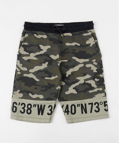 Bermuda-de-Moletom-Juvenil-Estampada-Camuflado-com-Cordao-Verde-Militar-9954269-Verde_Militar_1