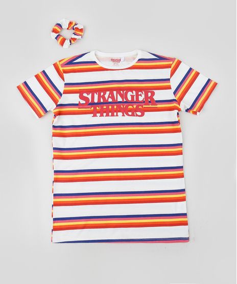 Blusa-Juvenil-Listrada-Stranger-Things-Manga-Curta---Elastico-de-Cabelo-Schunchie-Off-White-9956938-Off_White_1