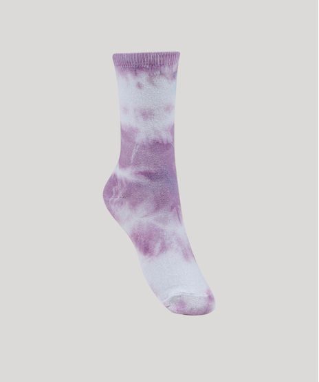 Meia-Feminina-Estampada-Tie-Dye-Cano-Alto-Lilas-9961860-Lilas_1