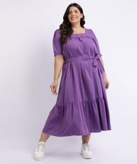 Vestido-Feminino-Mindset-Plus-Size-Longo-com-Recortes-e-Faixa-para-Amarrar-Manga-Curta-Decote-Quadrado-Roxo-9962195-Roxo_1