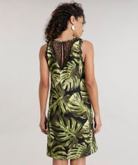 Vestido-Estampado-de-Folhagem-com-Renda-Preto-8592214-Preto_2