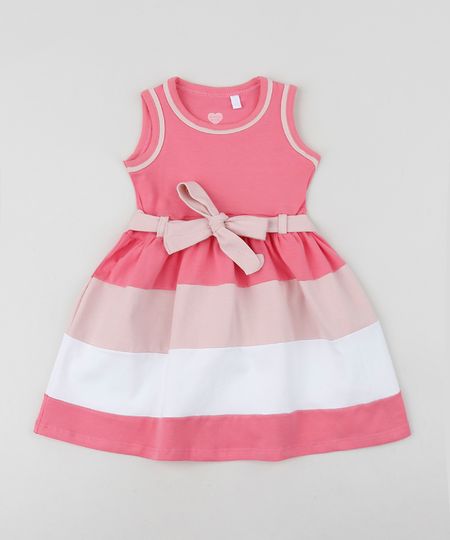 Vestido-Infantil-com-Laco-e-Listras-Sem-Manga-Rosa-Claro-9953023-Rosa_Claro_1