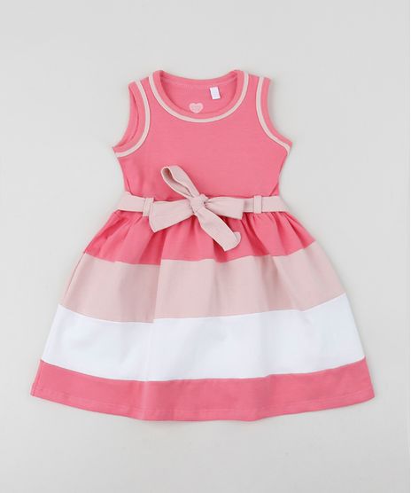 Vestido-Infantil-com-Laco-e-Listras-Sem-Manga-Rosa-Claro-9953023-Rosa_Claro_1