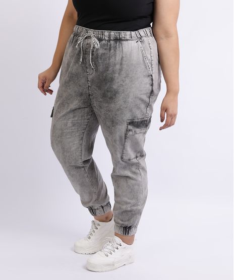 Calca-Jeans-Feminina-Mindset-Plus-Size-Jogger-Marmorizada-Cintura-Alta-com-Bolsos-Preta-9955614-Preto_1