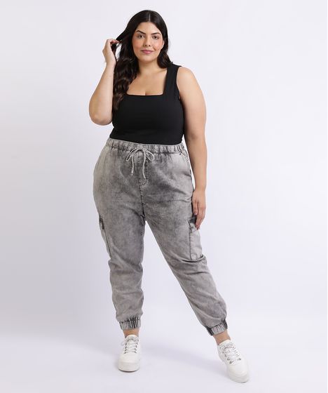 calça jogger feminina jeans plus size