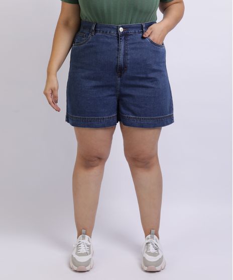 Short-Jeans-Feminino-Mindset-Plus-Size-Reto-Cintura-Alta-com-Bolsos-Azul-Escuro-9955615-Azul_Escuro_1