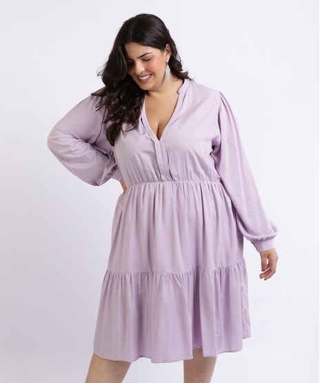 Vestido-Feminino-Mindset-Plus-Size-Curto-Manga-Longa-com-Babado-Lilas-9955616-Lilas_1