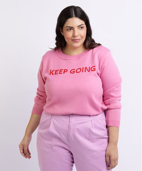 Sueter-Feminino-em-Trico-Mindset-Plus-Size--Keep-Going--Rosa-9955911-Rosa_1
