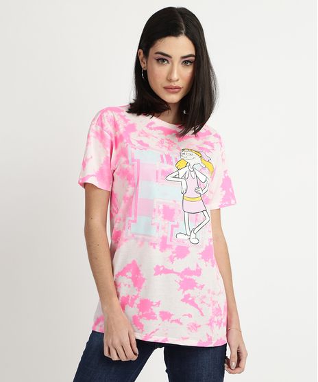 Blusa-Feminina-Hey-Arnold-Estampada-Tie-Dye-Manga-Curta-Rosa-9956949-Rosa_1