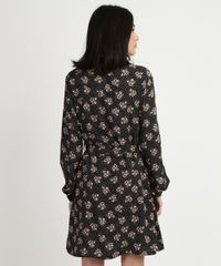 Vestido-Chemise-Feminino-Estampado-Floral-Manga-Longa-Gola-Esporte-Preto-9893778-Preto_2