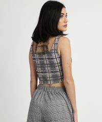 Regata-Feminina-Cropped-Estampada-Xadrez-com-Ziper-Amarelo-Claro-9953421-Amarelo_Claro_2