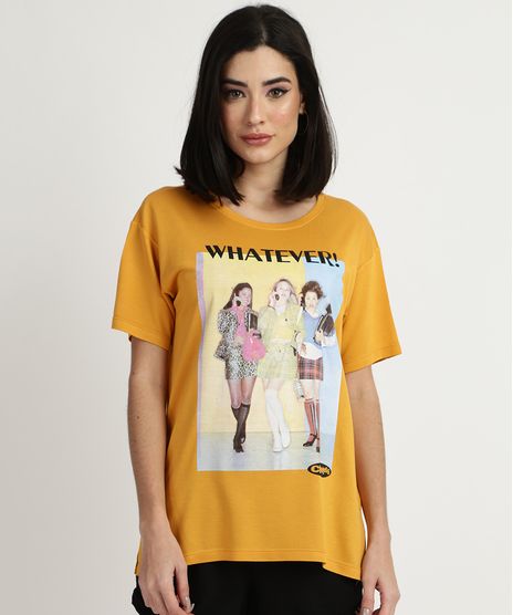 Blusa-Feminina-as-Patricinhas-de-Beverly-Hills--Whatever--Manga-Curta-Decote-Redondo-Amarela-9953062-Amarelo_1