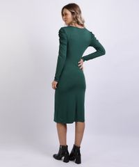 Vestido-Feminino-Midi-Manga-Longa-Bufante-Verde-Escuro-9958246-Verde_Escuro_2