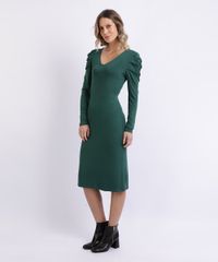 Vestido-Feminino-Midi-Manga-Longa-Bufante-Verde-Escuro-9958246-Verde_Escuro_3