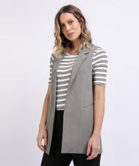Colete-Feminino-Alongado-Estampado-Xadrez-Gola-Esporte-com-Bolsos-Preto-9879813-Preto_1