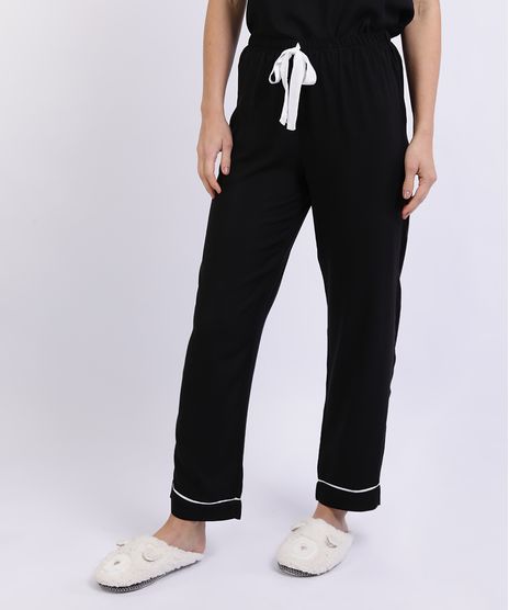 Calca-de-Pijama-Feminina-Reta-com-Cordao-Preta-9952283-Preto_1